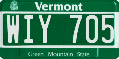 VT license plate WIY705