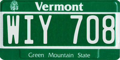 VT license plate WIY708