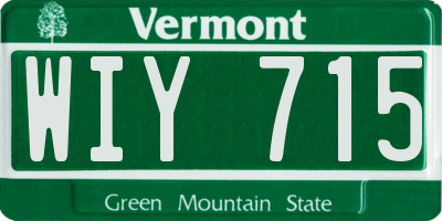 VT license plate WIY715