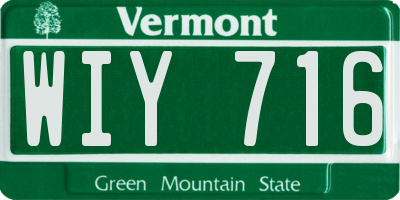 VT license plate WIY716