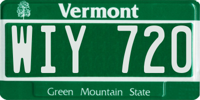VT license plate WIY720