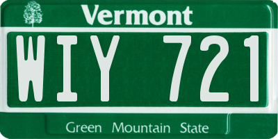 VT license plate WIY721