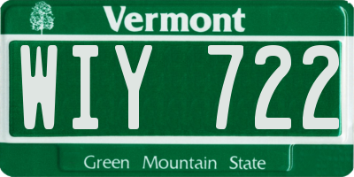 VT license plate WIY722