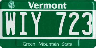 VT license plate WIY723