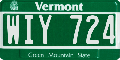VT license plate WIY724