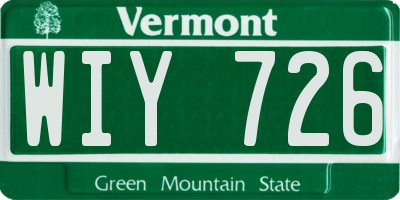 VT license plate WIY726