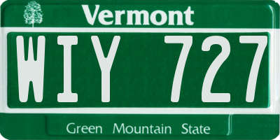 VT license plate WIY727