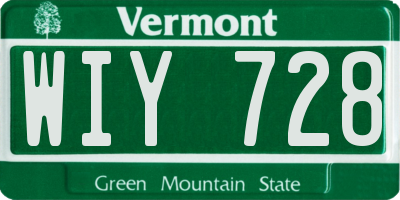 VT license plate WIY728