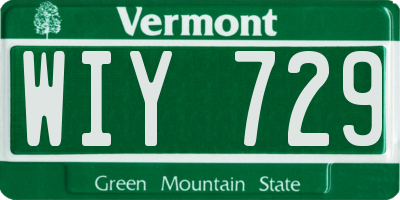 VT license plate WIY729