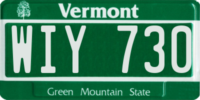 VT license plate WIY730