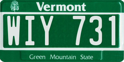 VT license plate WIY731