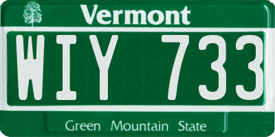 VT license plate WIY733