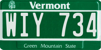 VT license plate WIY734