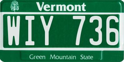 VT license plate WIY736