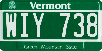 VT license plate WIY738