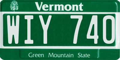 VT license plate WIY740