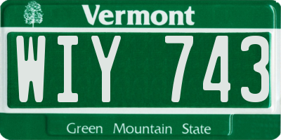VT license plate WIY743