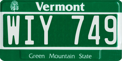 VT license plate WIY749