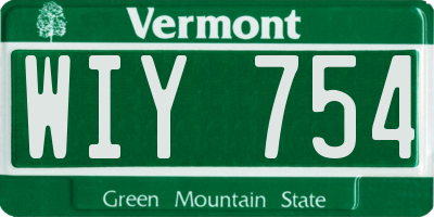 VT license plate WIY754