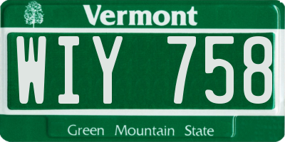 VT license plate WIY758