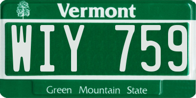 VT license plate WIY759
