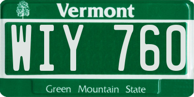 VT license plate WIY760