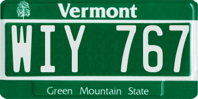 VT license plate WIY767
