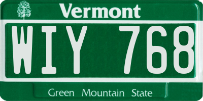 VT license plate WIY768