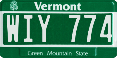 VT license plate WIY774