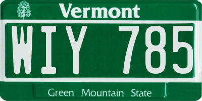 VT license plate WIY785