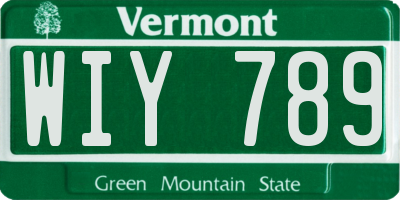 VT license plate WIY789