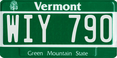 VT license plate WIY790
