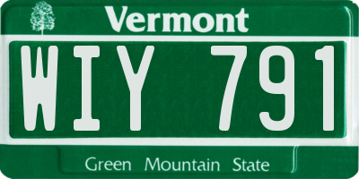 VT license plate WIY791