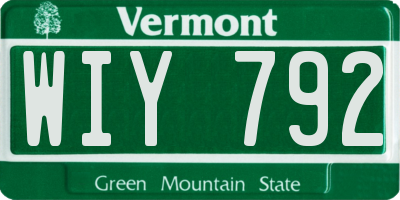 VT license plate WIY792
