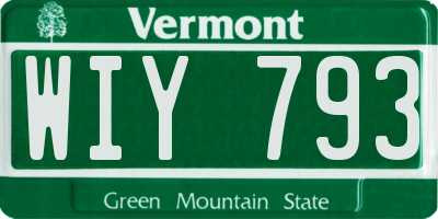 VT license plate WIY793