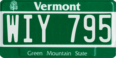 VT license plate WIY795