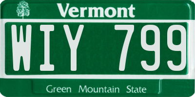 VT license plate WIY799