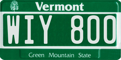 VT license plate WIY800