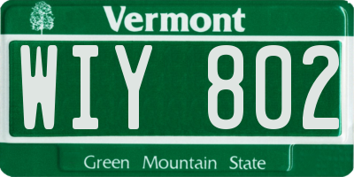 VT license plate WIY802