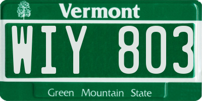 VT license plate WIY803