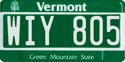 VT license plate WIY805