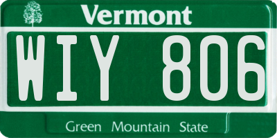 VT license plate WIY806