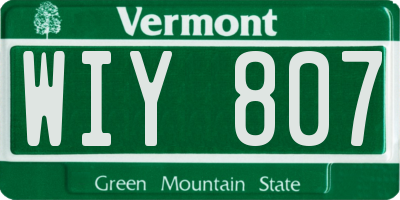 VT license plate WIY807