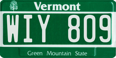 VT license plate WIY809