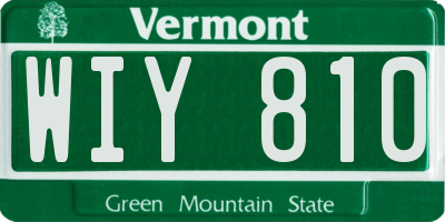 VT license plate WIY810