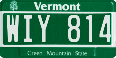 VT license plate WIY814
