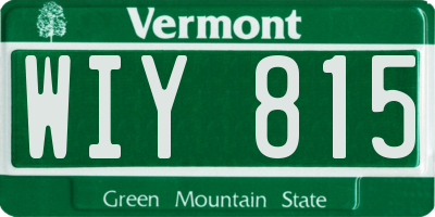 VT license plate WIY815