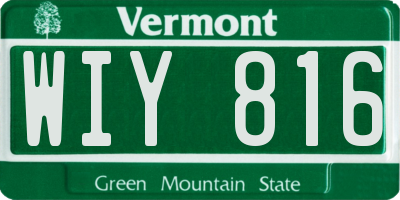 VT license plate WIY816