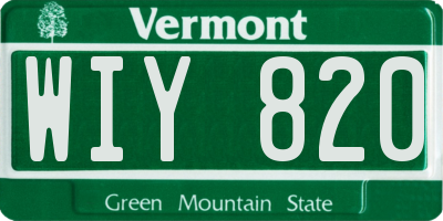 VT license plate WIY820