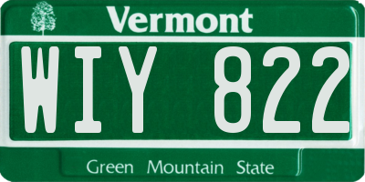 VT license plate WIY822